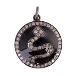 Handmade Pave Diamond 925 Silver Snake Charm Designer Enamel Pendant Gift