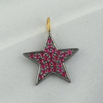 Studded Natural Ruby Star Charm Pendant Jewelry In 14k Gold & Sterling Silver