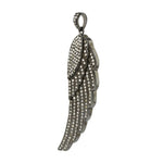 Pave Diamond Angel Wing Pendant 925 Sterling Silver Handmade Jewelry Gift