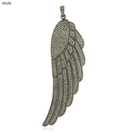 925 Sterling Silver Natural Diamond Pave Feather Pendant Handmade Jewelry