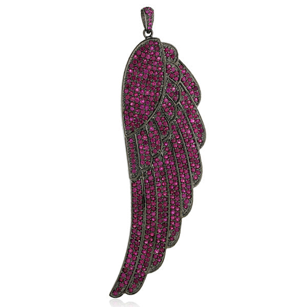 Wing Style Ruby Pendant 925 Sterling Silver Jewelry
