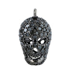 Black Pave Diamond Skull Charm Pendant In 925 Sterling Silver Spooky Jewelry
