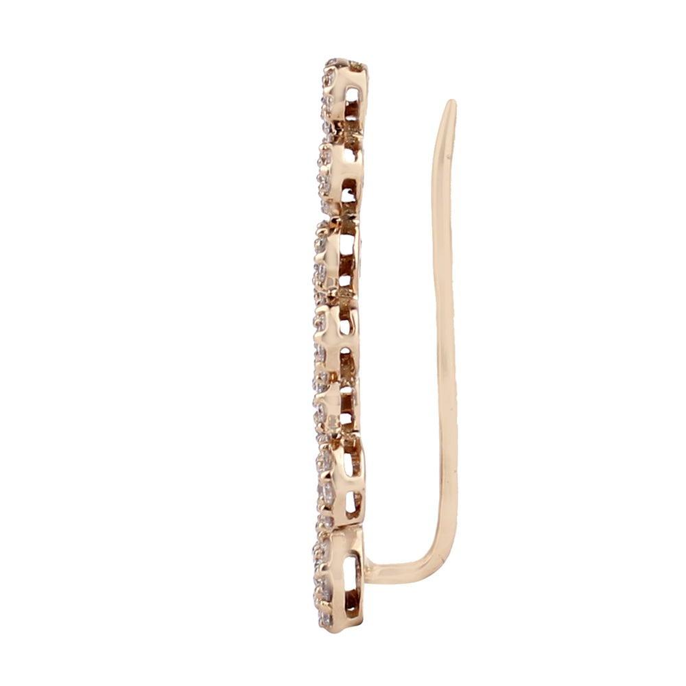 18k Solid Rose Gold Designer Stud Earrings Diamond Jewelry