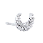 Natural Diamond Moon Stud Earrings 18k White Gold Jewelry