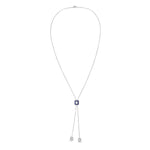 Channel Set Sapphire Diamond Octagon Designer Pendant Necklace In 18k Gold