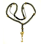 Diamond Spinel Beads Macrame Lariat Necklace Handmade Solid 18k Yellow Gold