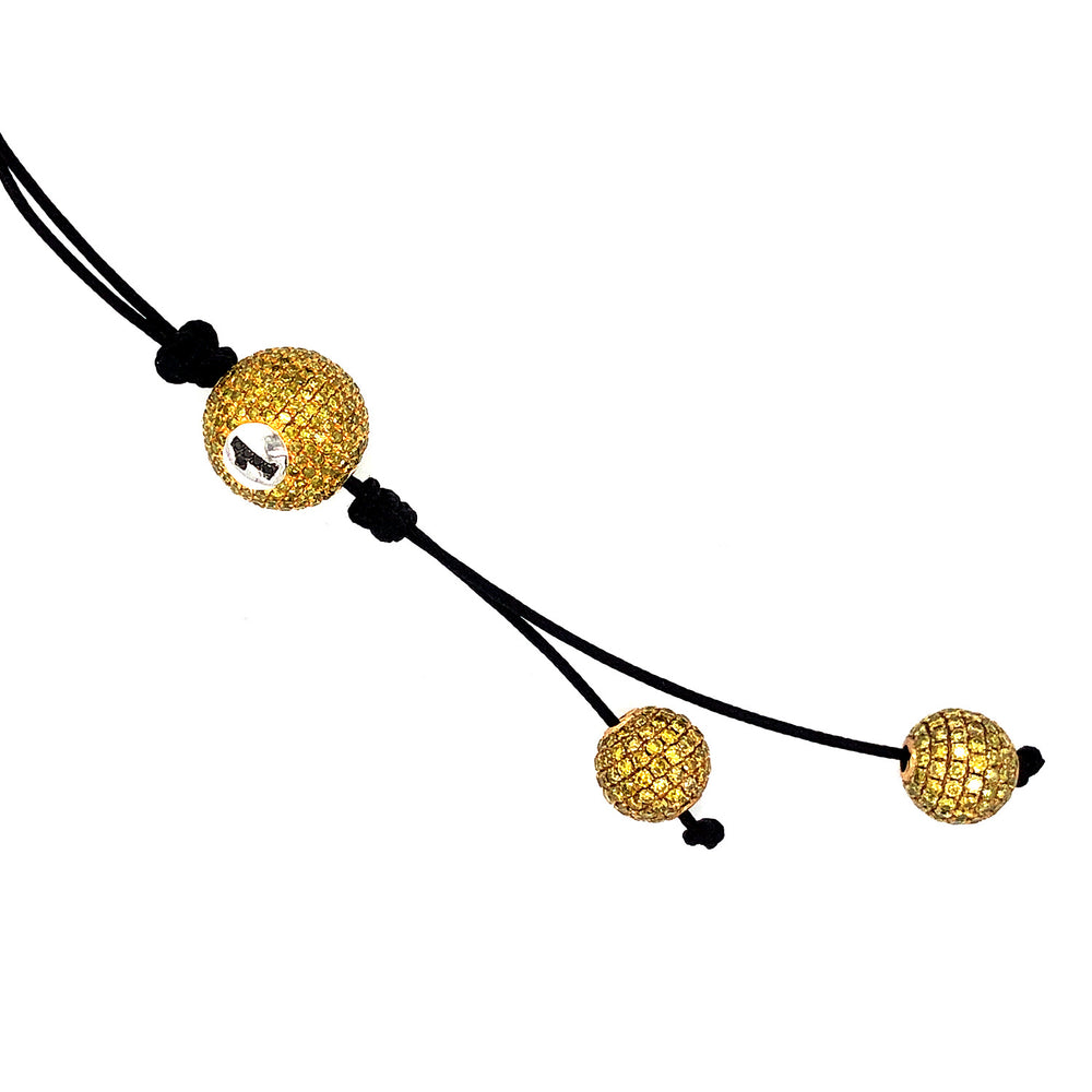Pave Diamond Beads Macrame Lariat Necklace 14k Yellow Gold