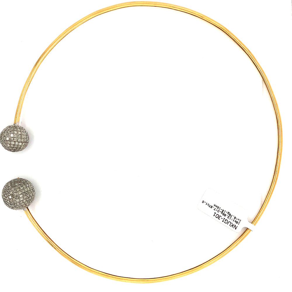 18k Gold 925 Silver Pave Diamond Ball Cuff Choker Necklace Gift Jewelry