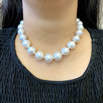 Natural Pearl Beaded Necklace 18k White Gold Jewelry