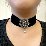 Natural Emerald Choker Necklace 925 Sterling Silver 14k Gold Jewelry