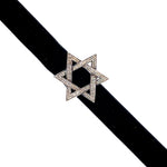 Star Of David Ribbon Collar Necklace Pave Diamond 14k Gold 925 Silver