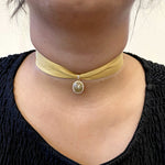 18k Yellow Gold Genuine Ice Diamond Ribbon Collar Necklace For Women's