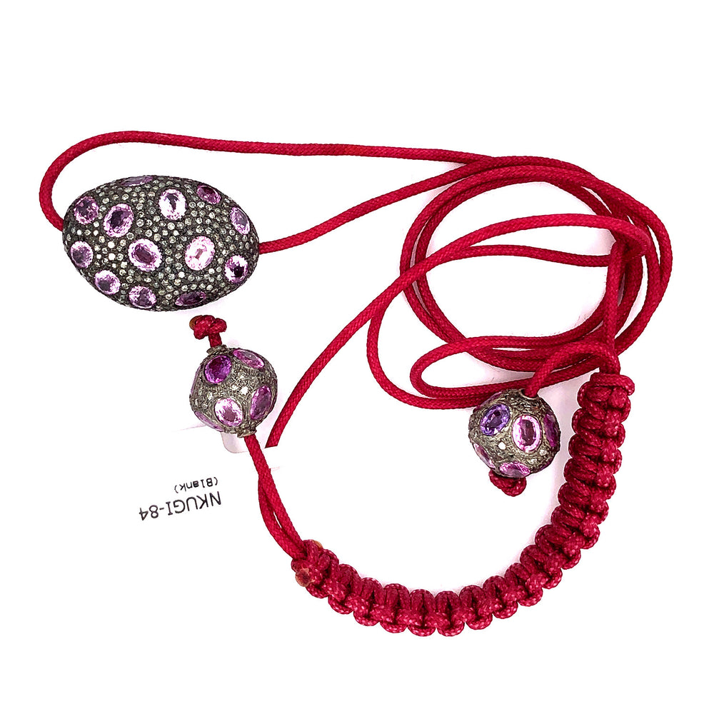 Natural Gemstone Beaded Red Macrame Matinee Necklace Jewelry For Gift
