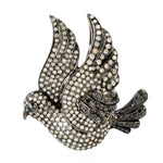 Pave Diamond 925 Sterling Silver Fauna Charm Brooch For Gift