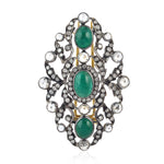 Natural Emerald Diamond Designer Brooch For Gift In Gold Silver