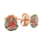 Watermelon Tourmaline Beautiful Stud Earrings In 14k Rose Gold