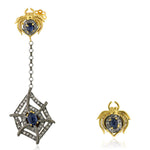 Sapphire Diamond Spider Ear Cuffs Earrings 18k Gold 925 Silver Jewelry