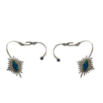 Opal Doublet Pave Diamond 18k Gold Silver Sunburst Design EarCuff Jewelry