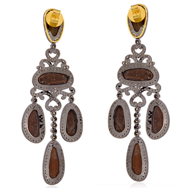 18kt Gold 925 Sterling Silver Opal Gemstone Designer Chandelier Earrings October Birthstone Jewelry