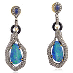 18kt Gold 925 Sterling Silver Opal Gemstone Snake Dangle Earrings October Birthstone Jewelry Gift