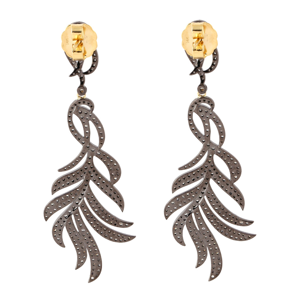 Pave Diamond Gold Sterling Silver Dangle Earrings Jewelry