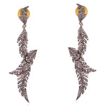 14kt Gold Pave Diamond 925 Sterling Silver Women Dangle Earrings Jewelry