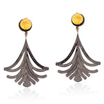 925 Sterling Silver Studded Diamond Designer Drop/Dangle Earrings Oxidized