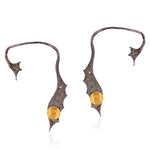 Bat Wing Style Cuff Earrings Pave Diamond 18k Gold 925 Silver