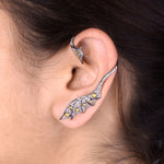 Bat Wing Style Cuff Earrings Pave Diamond 18k Gold 925 Silver