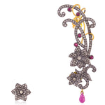 Ruby Pave Diamond 18k Gold 925 Sterling Silver Designer Ear Cuffs Jewelry