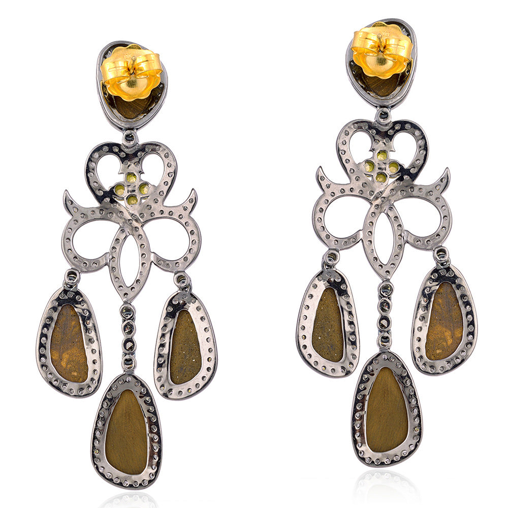 18kt Gold 925 Sterling Silver Opal Chandelier Gemstone Earrings October Birthstone Jewelry