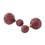 Genuine Ruby Bead Ball Tunnel Earrings 18K Gold Sterling Silver Womens Jewelry