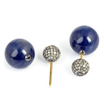 Blue Sapphire Diamond 18Kt Gold Tunnel Earrings 925 Sterling Silver Jewelry