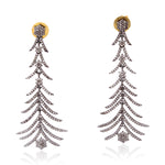 14kt Gold Pave Diamond Sterling Silver Designer Dangle Earrings Jewelry