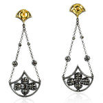 Pave Diamond 18K Gold Designer Dangle Earrings 925 Sterling Silver Jewelry