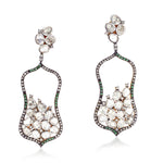 Diamond Emerald Dangle Earrings 18K Gold 925 Sterling Silver Jewelry