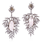 Pave Diamond Gemstone Dangle Earrings 18k Gold 925 Sterling Silver Jewelry