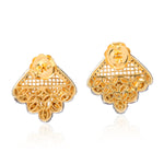 Diamond 18Kt Solid Yellow Gold 925 Sterling Silver Stud Earrings Jewelry
