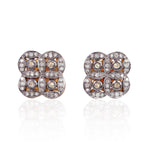 Natural Pave Diamond Studs Earrings 925 Sterling Silver Handmade Vintage Jewelry