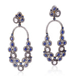 Gemstone Pave Diamond 18Kt Gold Dangle Earrings Sterling Silver Jewelry