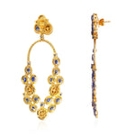 Gemstone Pave Diamond 18Kt Gold Dangle Earrings Sterling Silver Jewelry