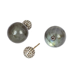 18Kt Gold Pave Diamond Gemstone Tunnel Earrings 925 Sterling Silver Jewelry