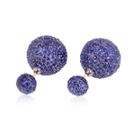Pave Blue Sapphire 18Kt Gold 925 Sterling Silver Handmade Tunnel Earrings Jewelry