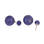 Pave Blue Sapphire 18Kt Gold 925 Sterling Silver Handmade Tunnel Earrings Jewelry