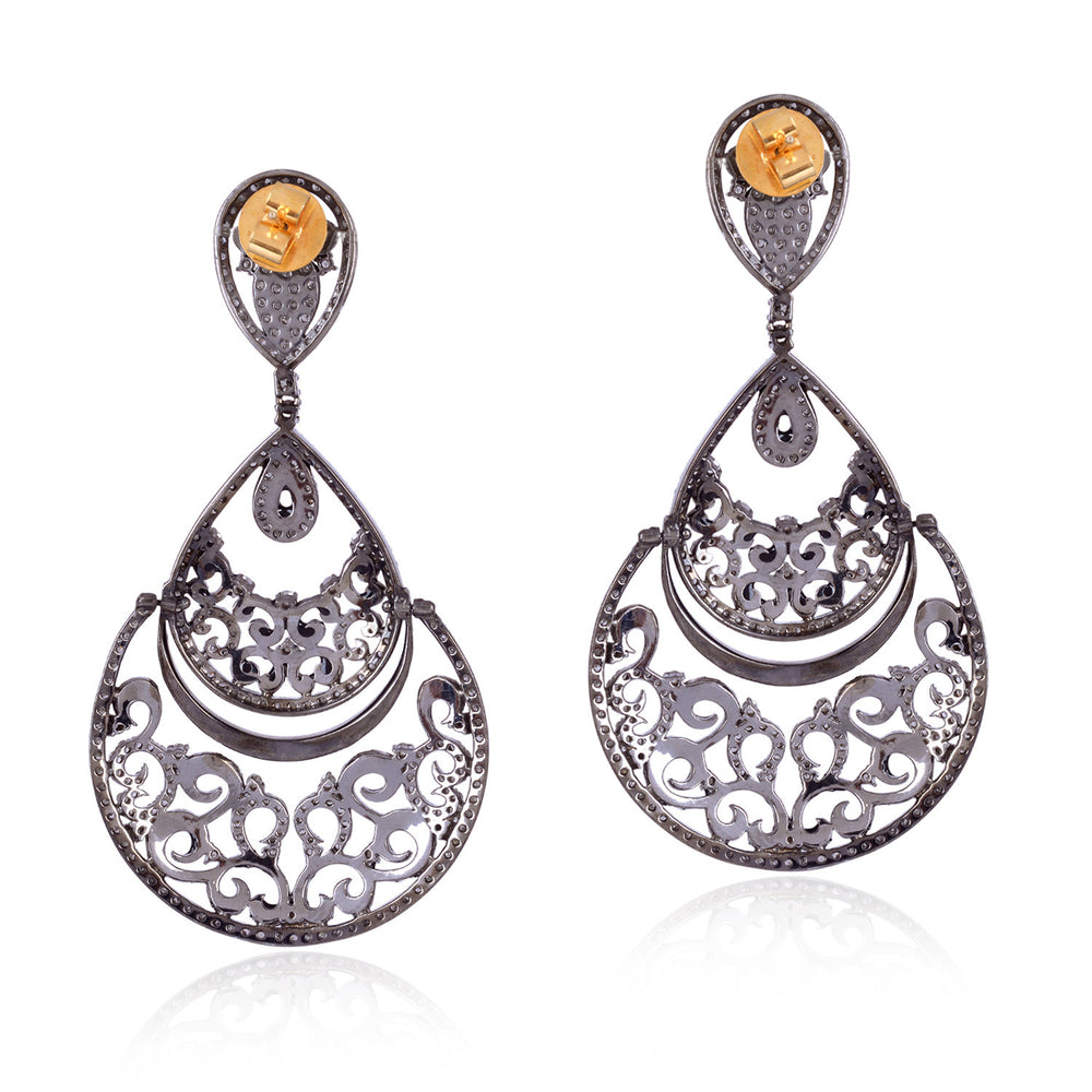 Diamond Pear Shape Dangle Earrings 18Kt Gold 925 Sterling Silver Jewelry