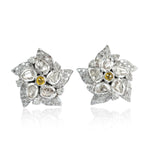 Rose Cut Diamond Floral Stud Earrings 18kt Gold Sterling Silver Jewelry