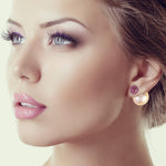 Pearl Chinese Natural Ruby Tunnel Earrings in 18k Gold Silver