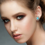 18Kt Gold 925 Silver Diamond Turquoise Stud Earrings December Birthstone Jewelry