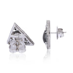 Labradorite Pave Diamond Triangle Shape Stud Earrings Gold Silver Jewelry