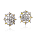 Pave Diamond Star Burst Stud Earrings 18Kt Solid White Gold Gift